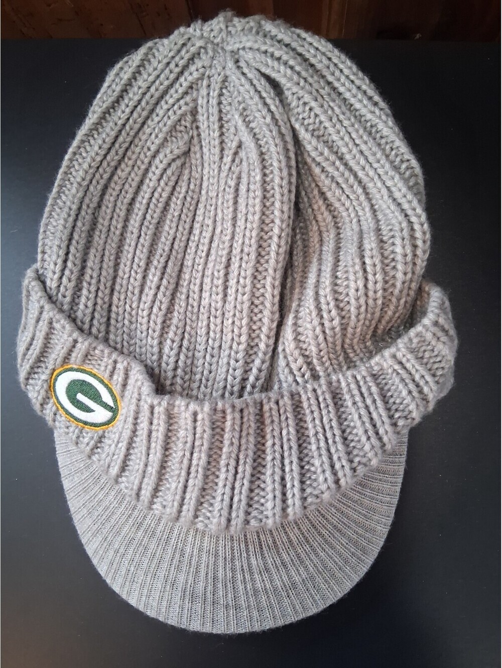 Green Bay Packers NFL New Era  Logo'd Knit Hat W/ Visor Gray
